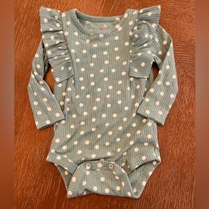 Adorable polka dot ruffled onesie